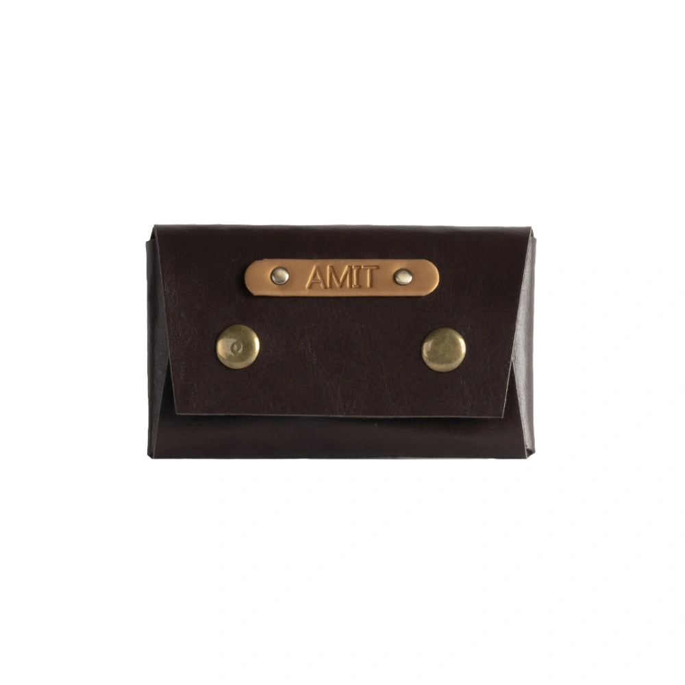Black Personalized Vegan Leather Visiting Card Case